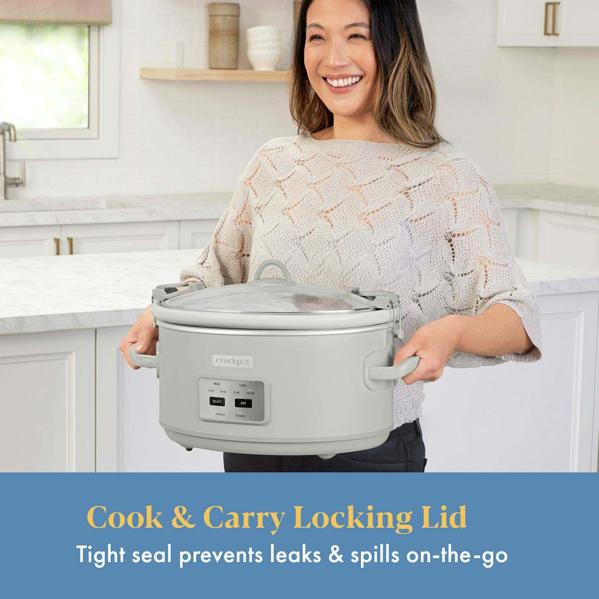 Crock-Pot® 7 Qt. Cook & Carry Programmable Slow Cooker with Carry Bag, Oat Milk Cream