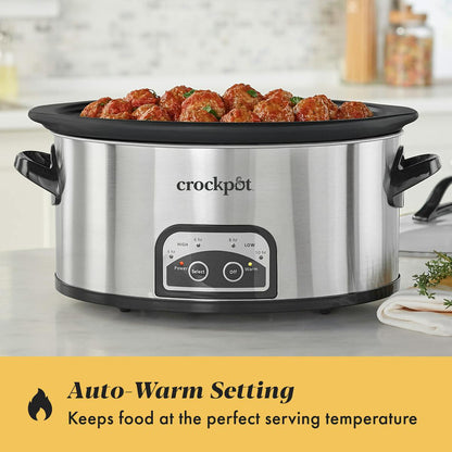 Crock-Pot® One Touch Control 6-Quart Easy-to-Clean Slow Cooker, Stainless Steel