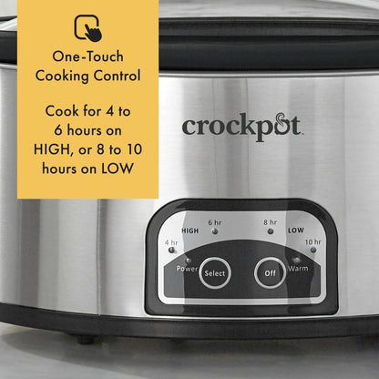 Crock-Pot® One Touch Control 6-Quart Easy-to-Clean Slow Cooker, Stainless Steel