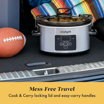 Crock-Pot® Programmable 4-Quart Cook & Carry Slow Cooker, Stainless Steel