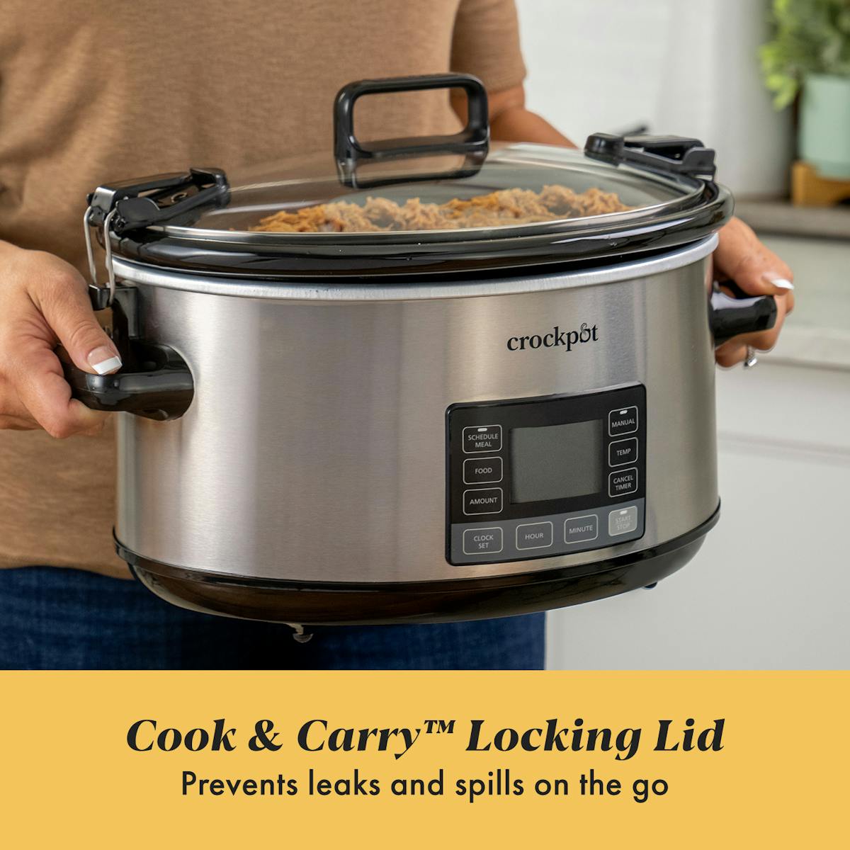 Crock-Pot® Programmable 7-Quart MyTime® Cook & Carry®Slow Cooker, Stainless Steel