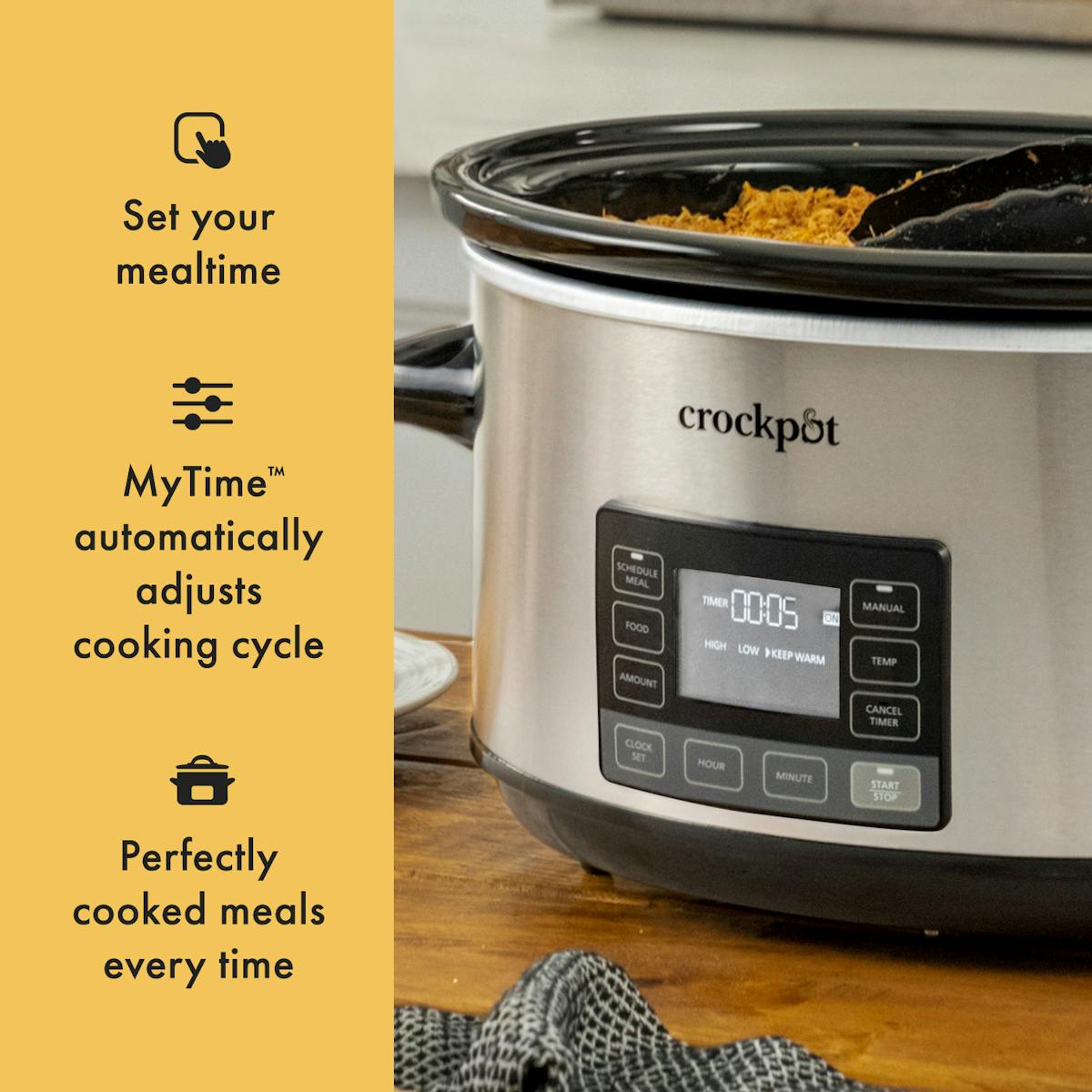 Crock-Pot® Programmable 7-Quart MyTime® Cook & Carry®Slow Cooker, Stainless Steel
